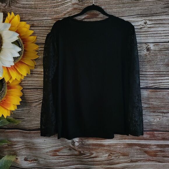 Chloe & Jasmine blouse long sleeve Women's 2X black NWT - Picture 4 of 8